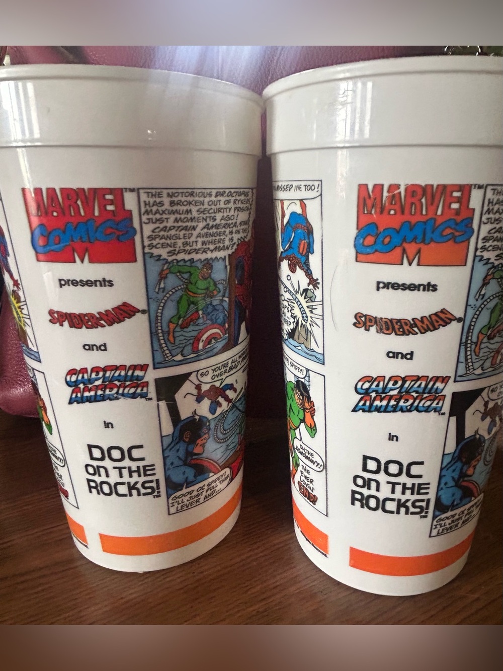 1990 Hardees Vintage Marvel Entertainment Comic Cup. One cup slightly faded!